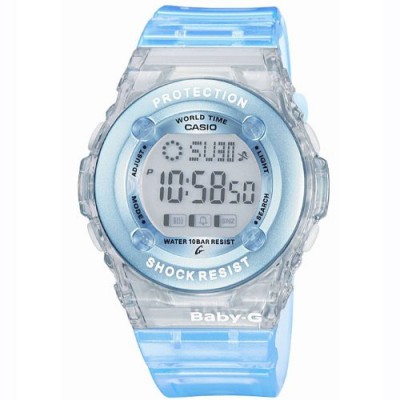 CASIO BG13022ER - Reloj de mujer de cuarzo, correa de resina color azul claro (con cronómetro, alarma, luz)