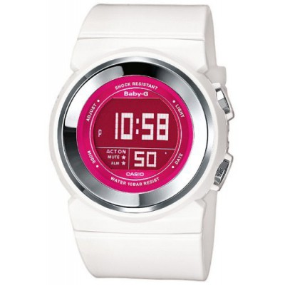 CASIO Baby-G BGD-100-7BER - Reloj de mujer de cuarzo, correa de resina color blanco (con alarma, cronómetro, luz)