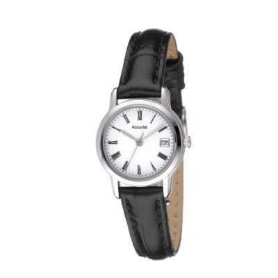 Accurist LS564WR - Reloj de mujer de cuarzo, correa de piel color negro