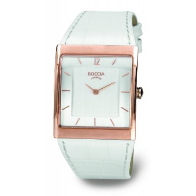 Boccia B3143-02 - Reloj de mujer de cuarzo, correa de piel color blanco