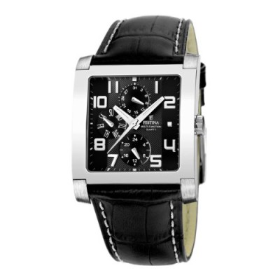 FESTINA F16235/F - Reloj de caballero de cuarzo, correa de piel color negro