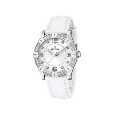FESTINA F16537/1 - Reloj de mujer de cuarzo, correa de piel color blanco
