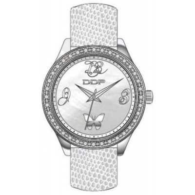 DDP ow 4039601 - Reloj de mujer de cuarzo, correa de piel color blanco